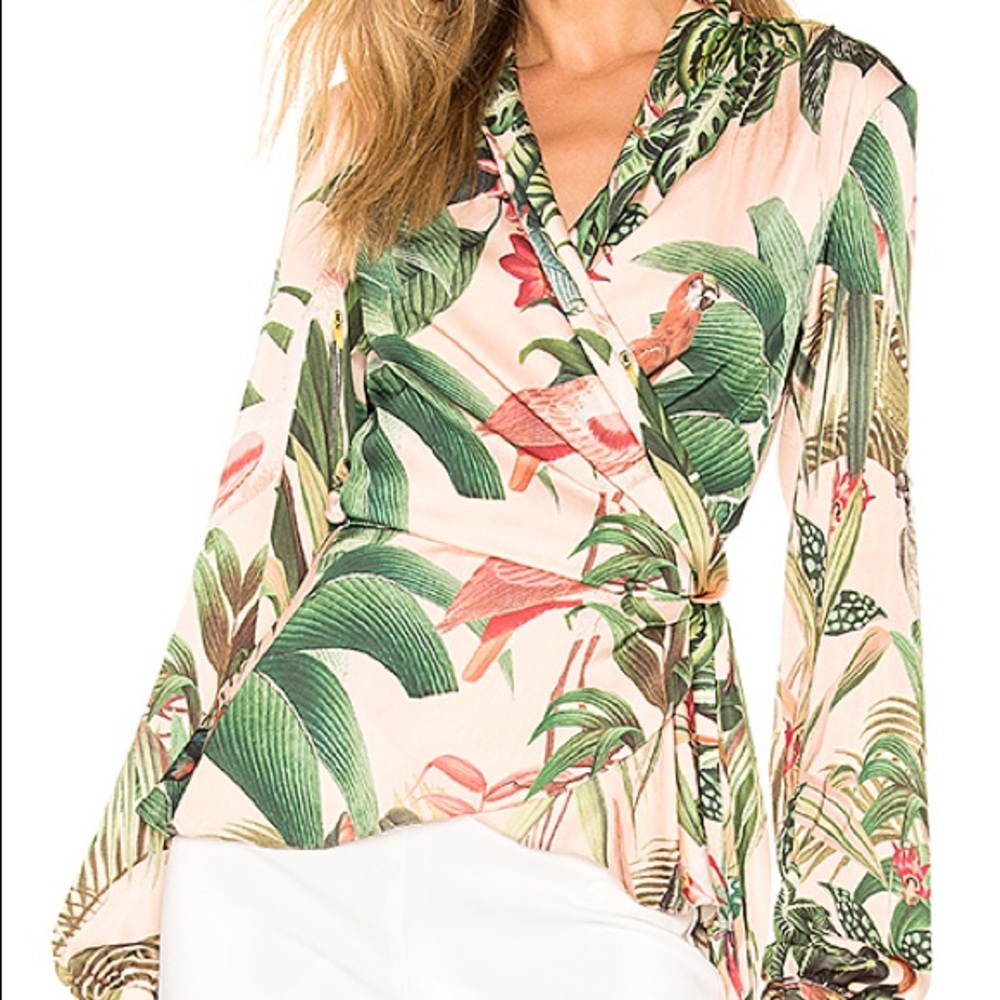 PatBo Birds of Paradise Wrap Top Blouse Brazil